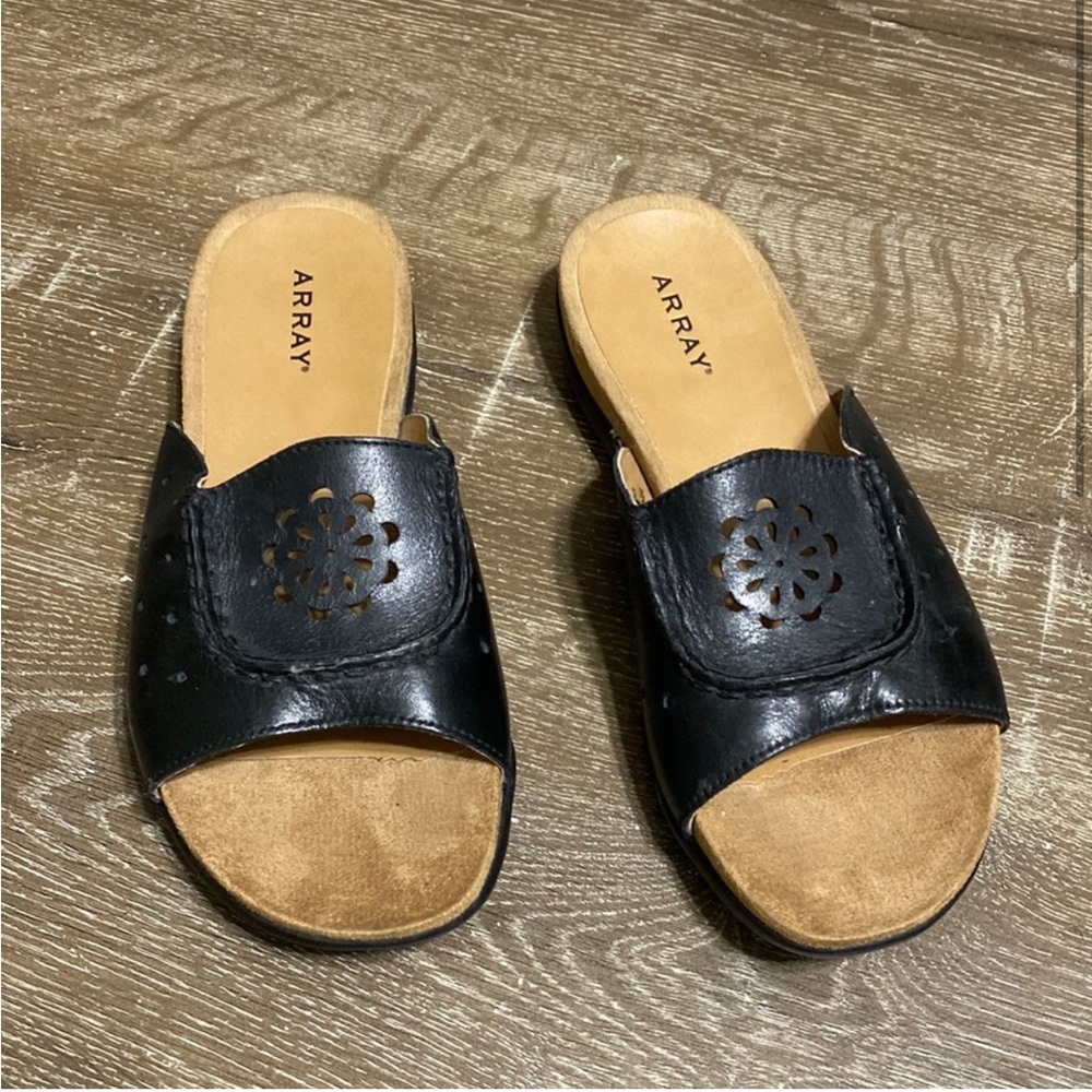 Array San Dollar Open Toe Leather Casual Slide Sa… - image 1